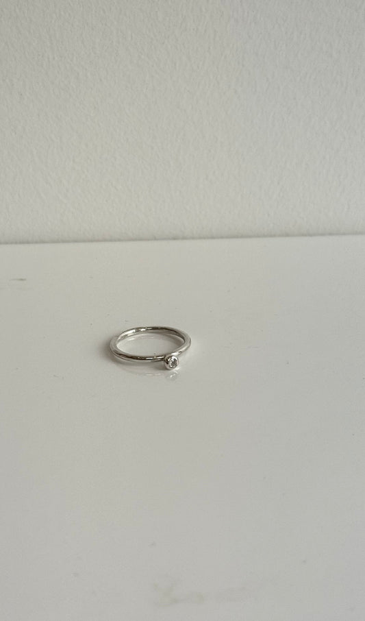 Sterling Silver .25ct Lab Diamond Ball Ring