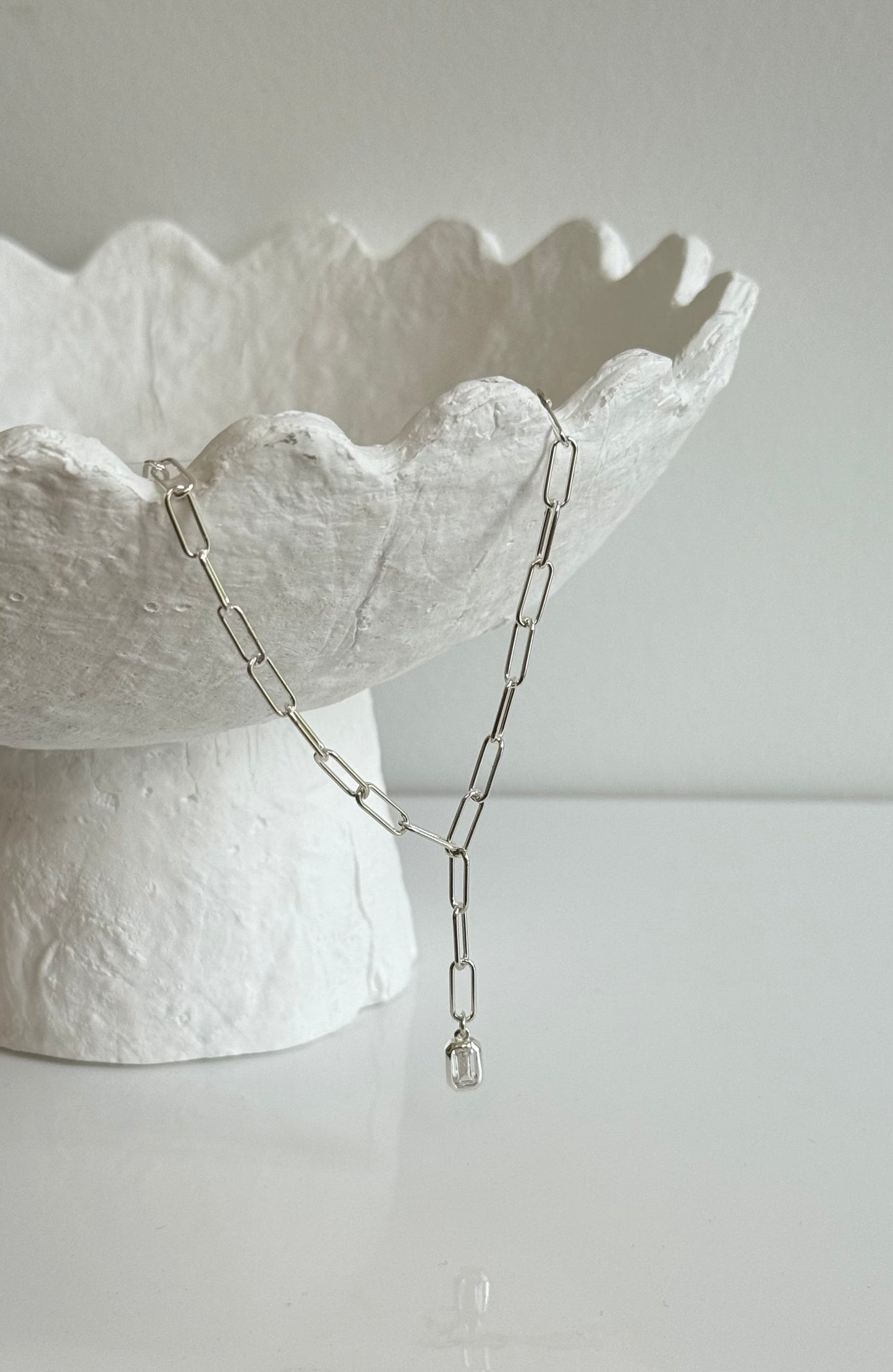 Sterling Silver Paperclip Charm Necklace